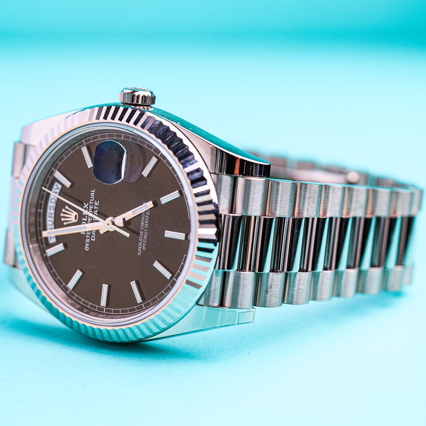 Rolex Day-Date Black Dial Stainless Steel Oyster 228239