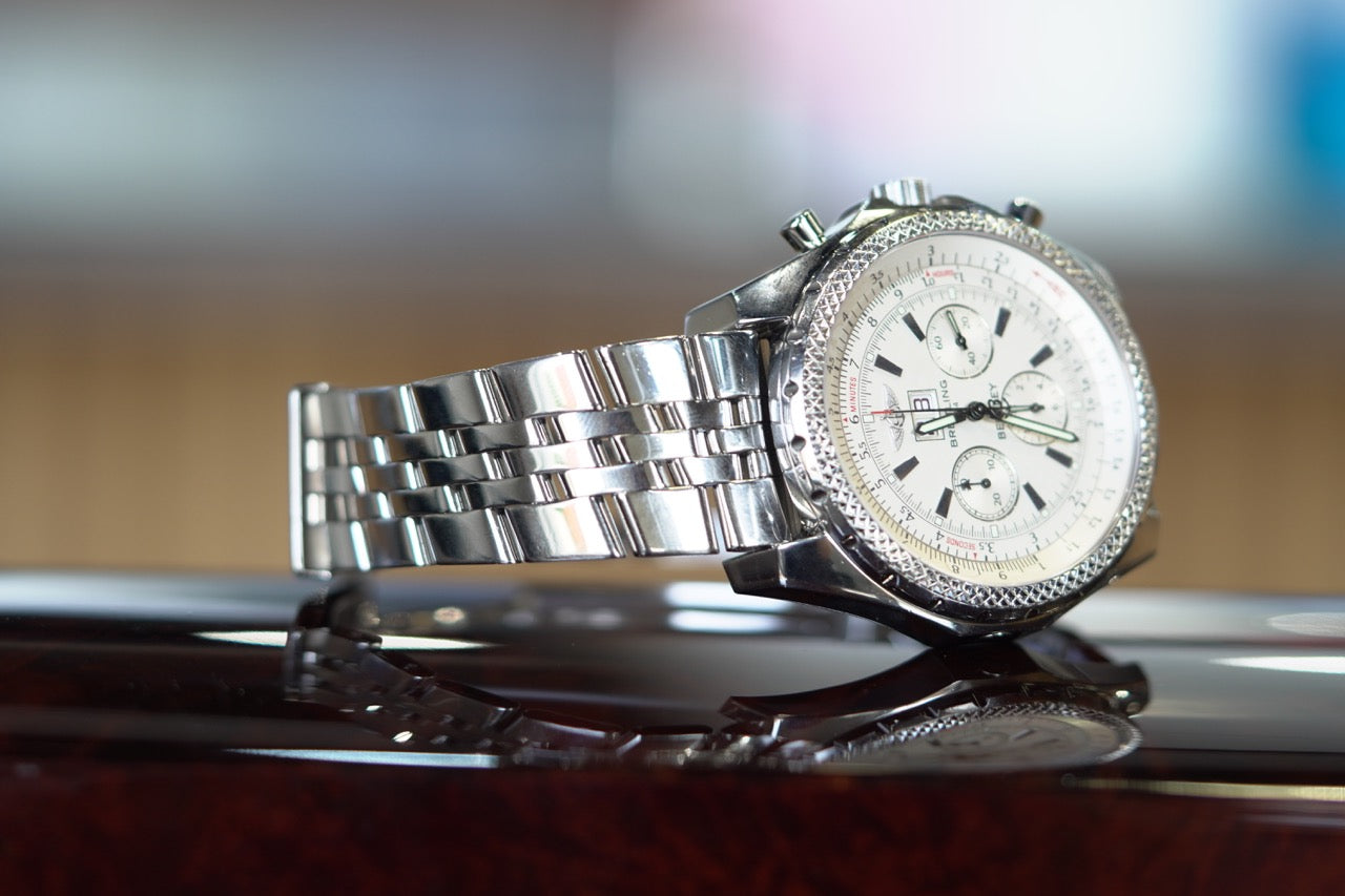 Breitling Bentley Stainless Steel 48mm White Bracelet Box & Papers A44362