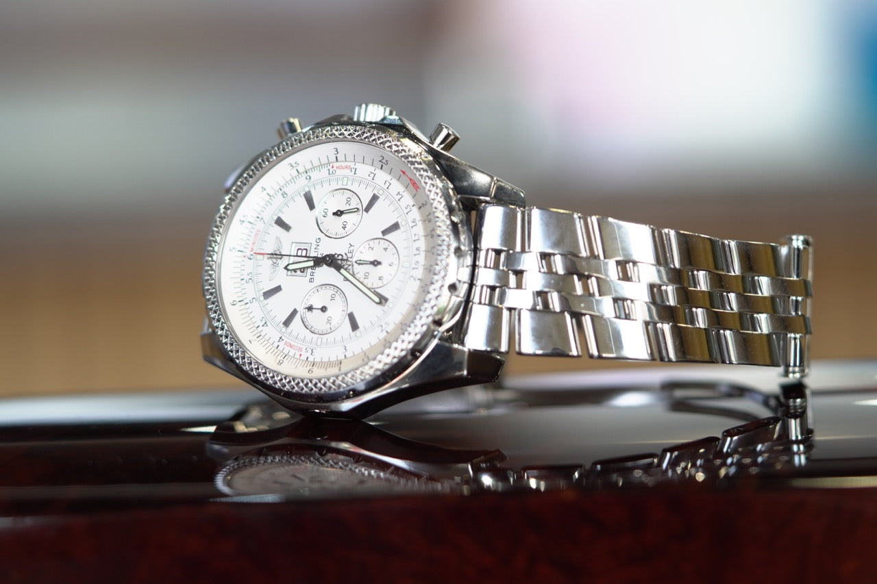 Breitling Bentley Stainless Steel 48mm White Bracelet Box & Papers A44362