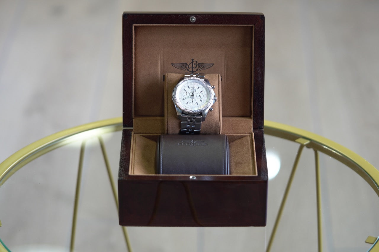 Breitling Bentley Stainless Steel 48mm White Bracelet Box & Papers A44362