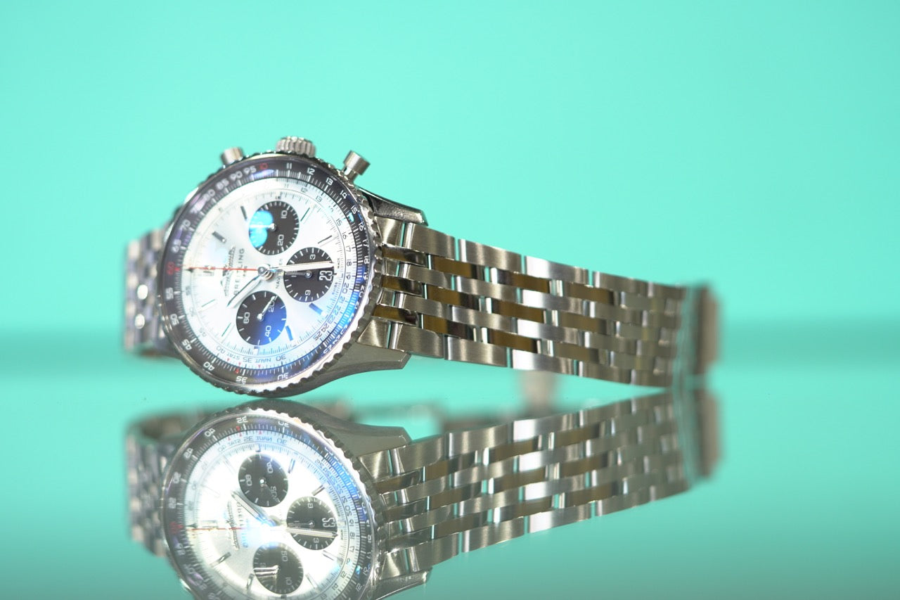 Breitling Navitimer Stainless Steel 43mm Ice Blue Bracelet Box & Papers AB0138