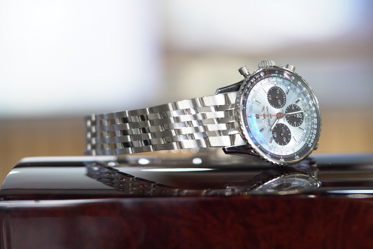 Breitling Navitimer Stainless Steel 43mm Ice Blue Bracelet Box & Papers AB0138