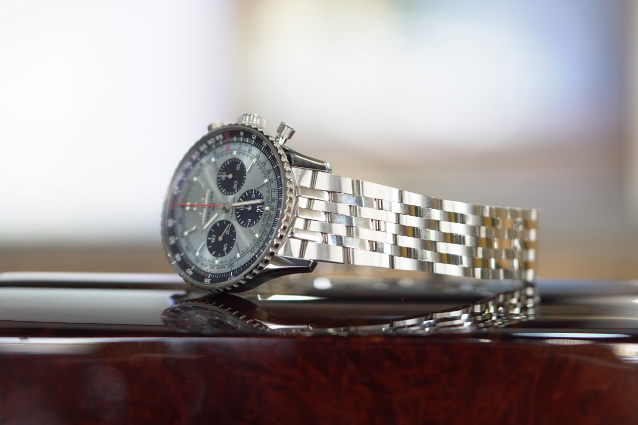 Breitling Navitimer Stainless Steel 43mm Ice Blue Bracelet Box & Papers AB0138