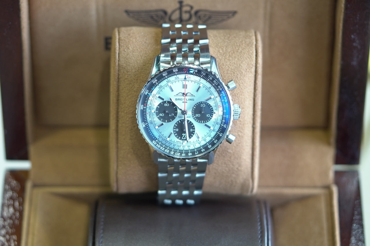 Breitling Navitimer Stainless Steel 43mm Ice Blue Bracelet Box & Papers AB0138