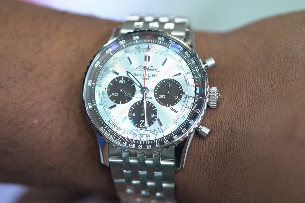 Breitling Navitimer Stainless Steel 43mm Ice Blue Bracelet Box & Papers AB0138