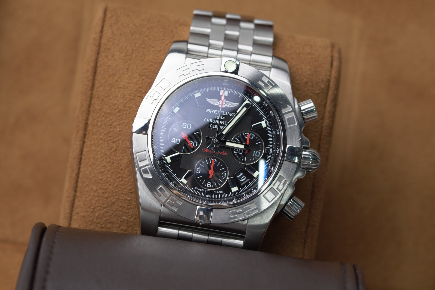 Breitling Chronomat Stainless Steel 44mm Black Bracelet Box AB0111