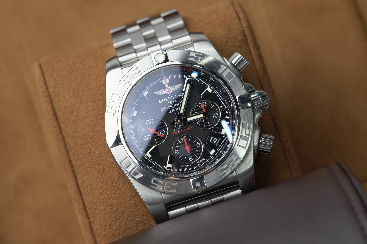 Breitling Chronomat Stainless Steel 44mm Black Bracelet Box AB0111