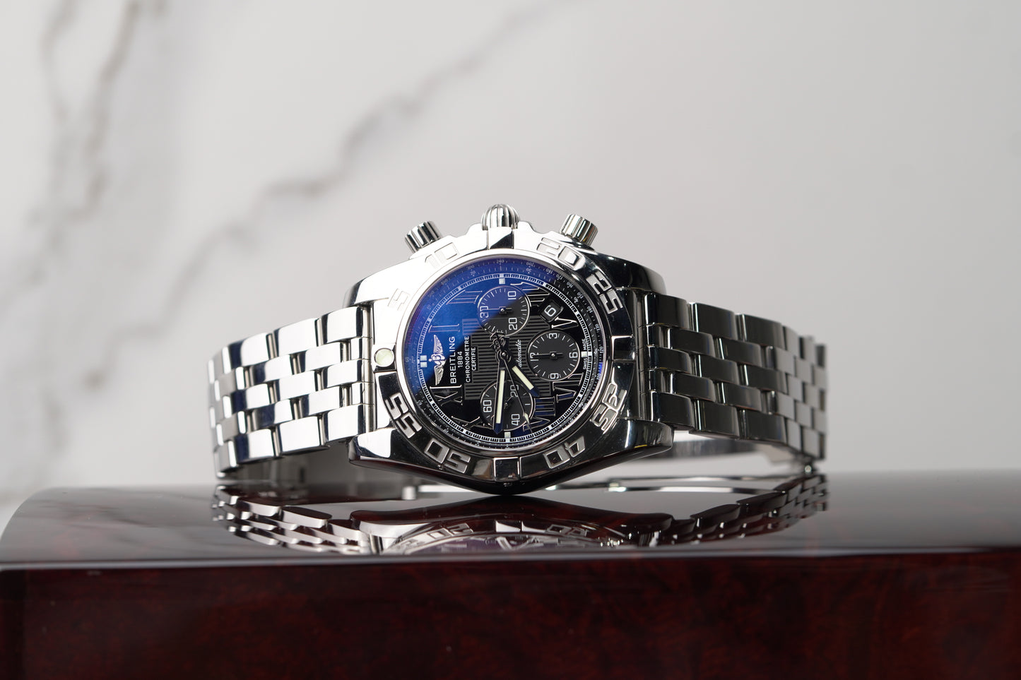 Breitling Chronomat Stainless Steel 44mm Black Roman Bracelet Watch Only AB0110