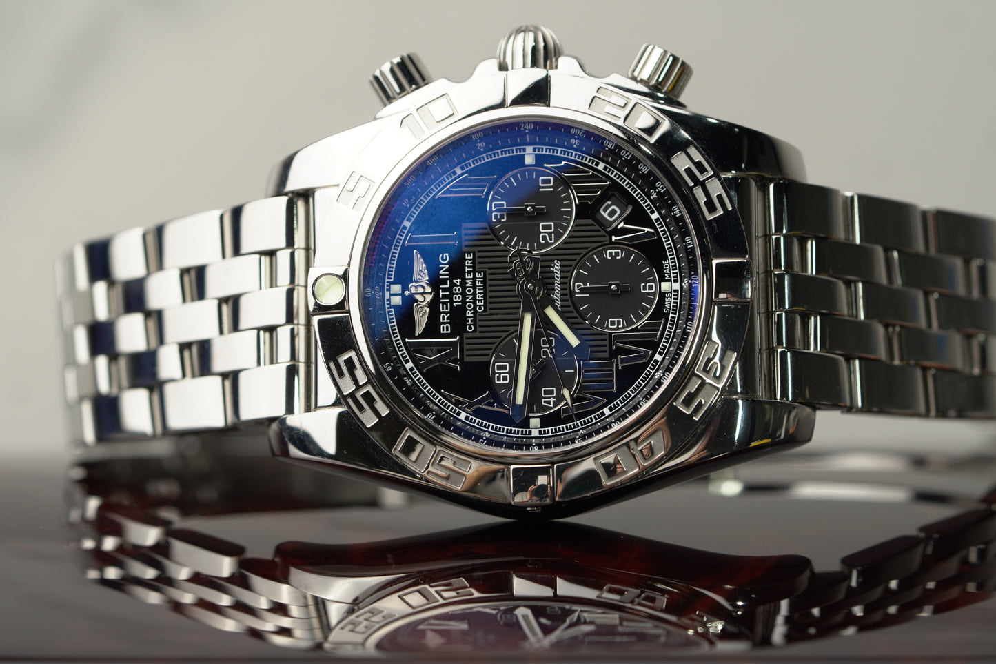 Breitling Chronomat Stainless Steel 44mm Black Roman Bracelet Watch Only AB0110