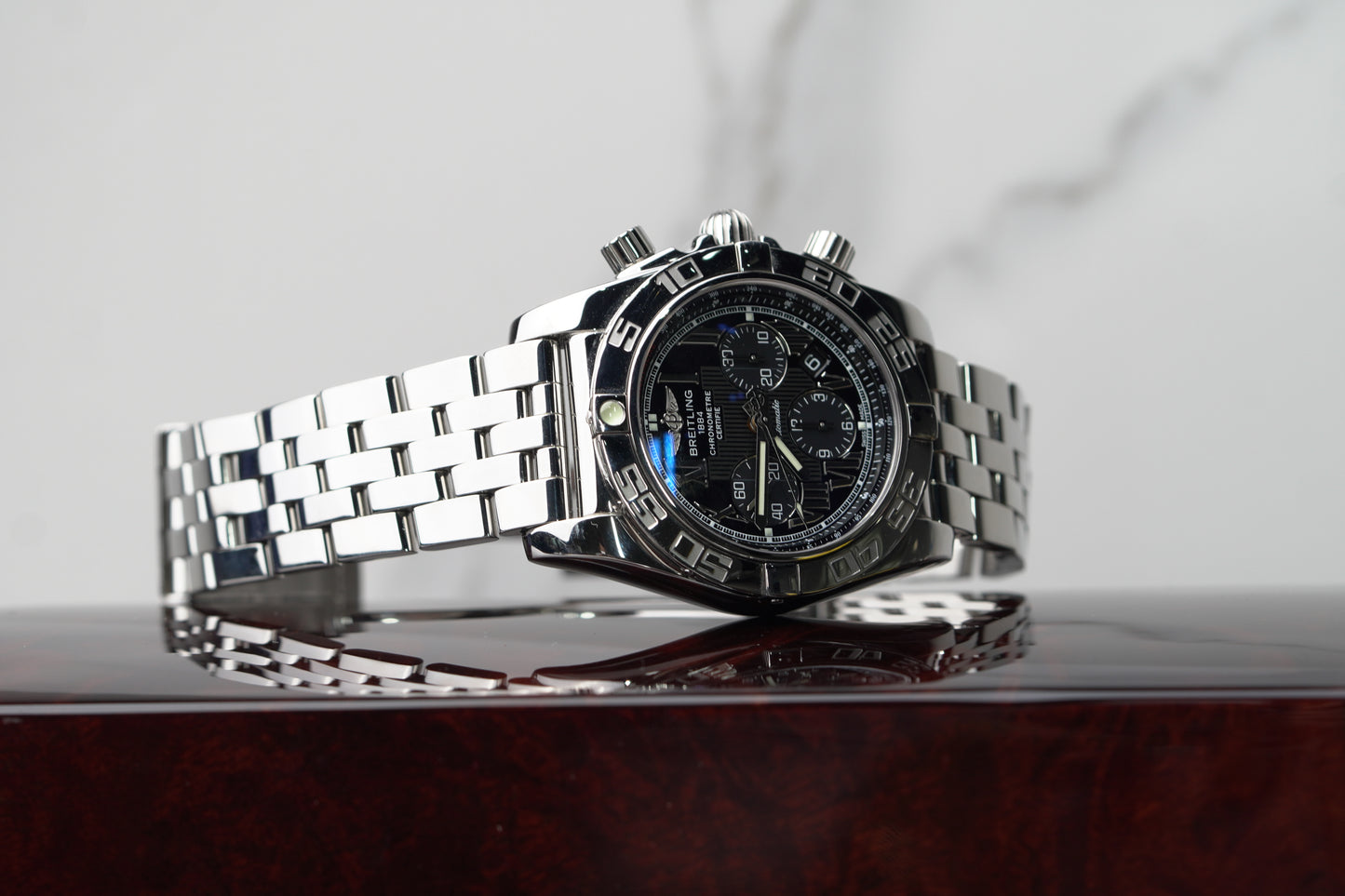Breitling Chronomat Stainless Steel 44mm Black Roman Bracelet Watch Only AB0110