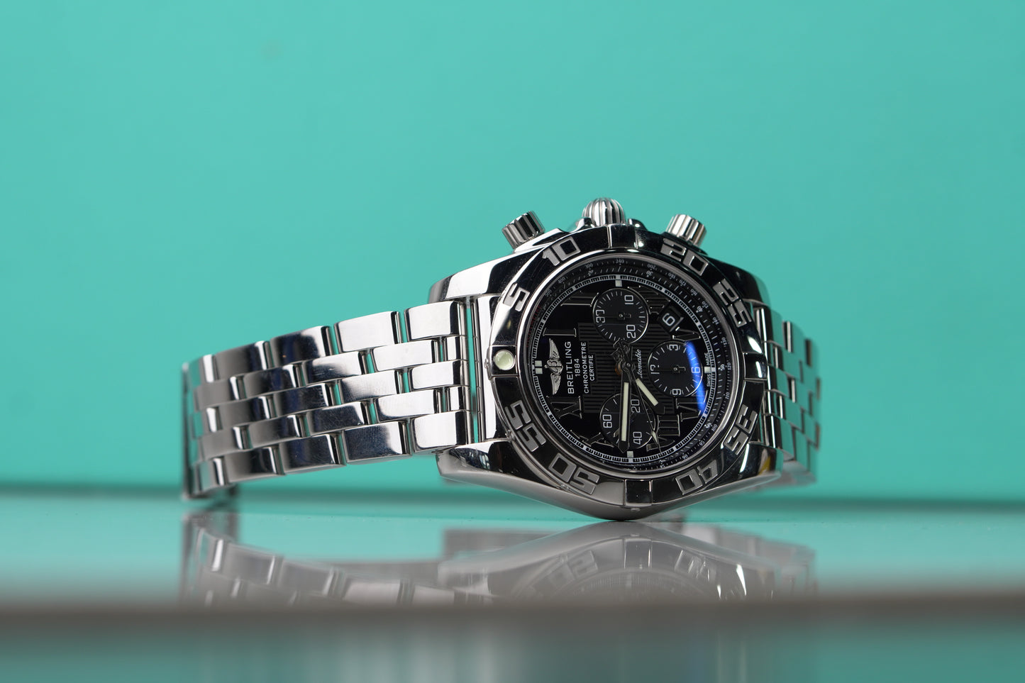 Breitling Chronomat Stainless Steel 44mm Black Roman Bracelet Watch Only AB0110