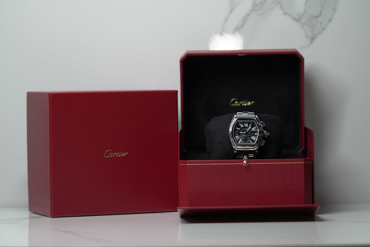 Cartier Roadster Stainless Steel 38mm Black Bracelet Watch Only W62020X6