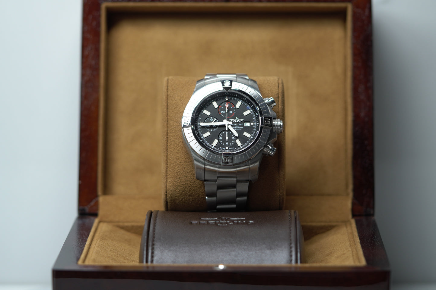 Breitling Super Avenger Stainless Steel 48mm Black Bracelet Box & Papers A13375