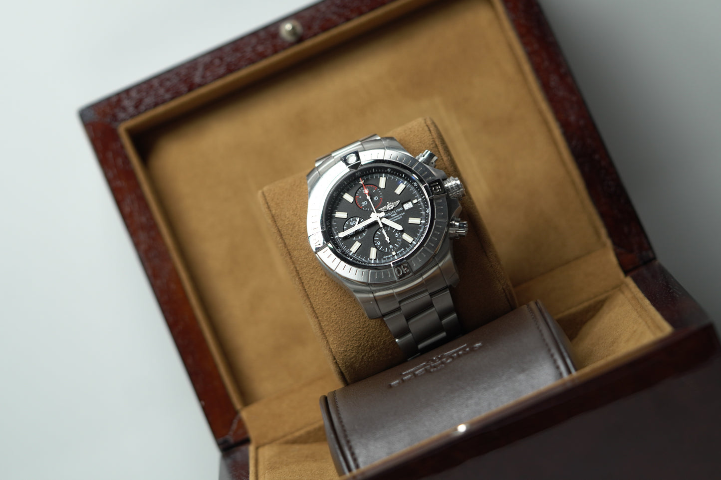 Breitling Super Avenger Stainless Steel 48mm Black Bracelet Box & Papers A13375