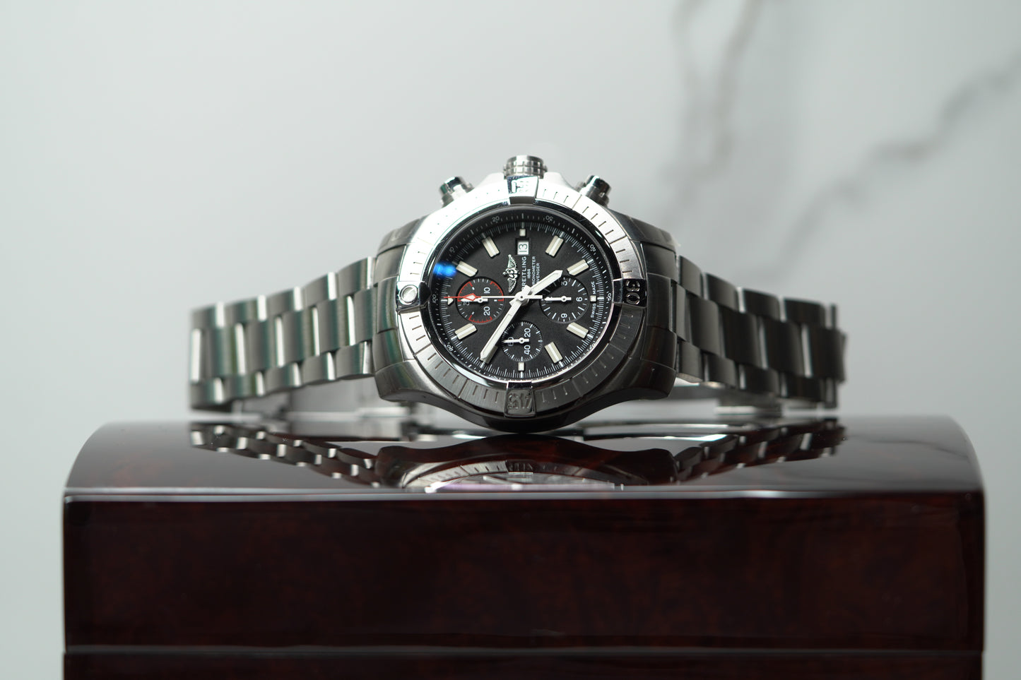 Breitling Super Avenger Stainless Steel 48mm Black Bracelet Box & Papers A13375