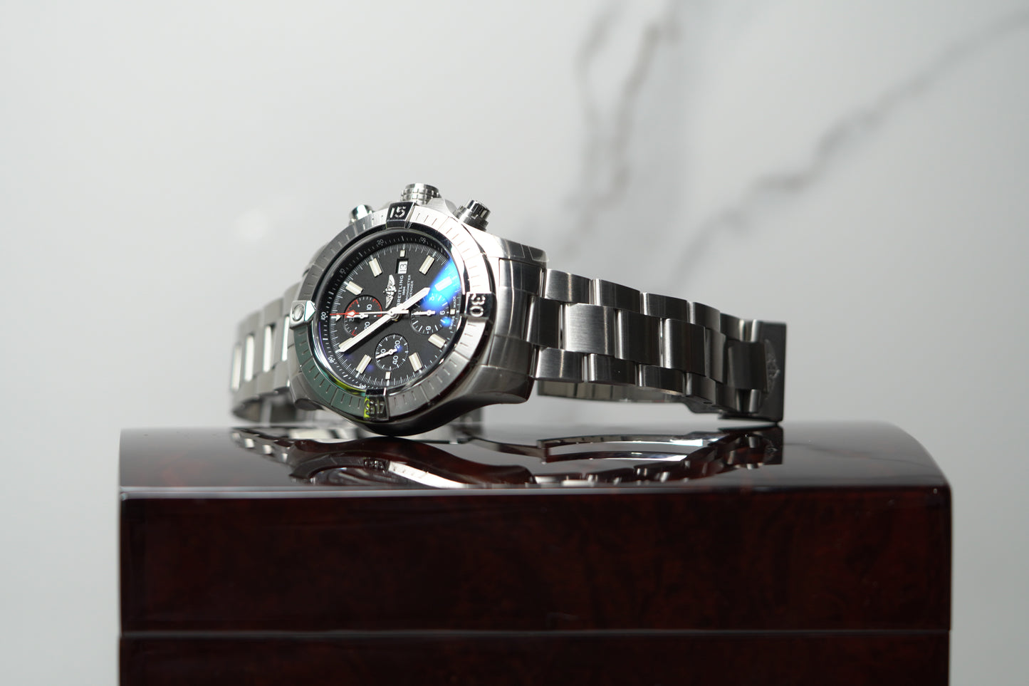 Breitling Super Avenger Stainless Steel 48mm Black Bracelet Box & Papers A13375