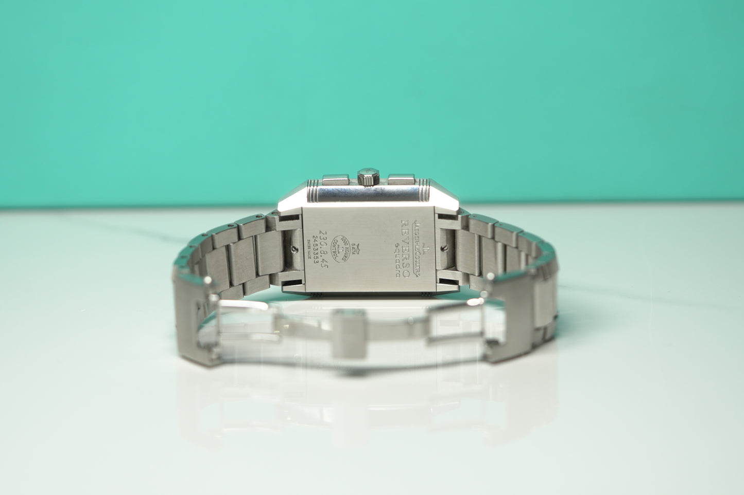 Jaeger Le Coultre Reverso Squadra GMT Stainless Steel 35mm Silver Bracelet Watch Only 230.8.45/7018120