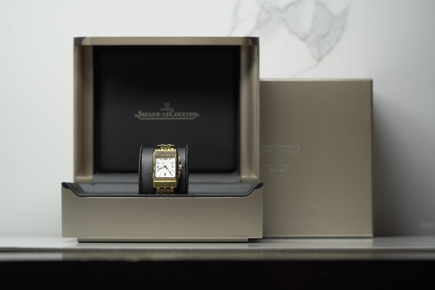 Jaeger Le Coutre Reverso Yellow Gold 26mm Dual White Bracelet Watch Only 290160