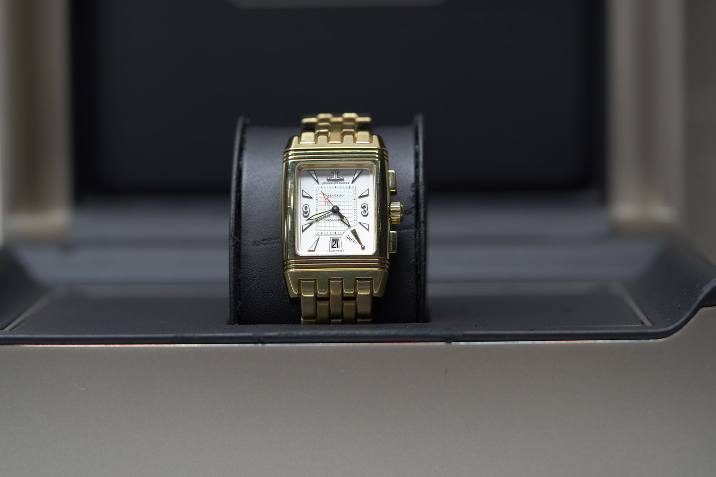 Jaeger Le Coutre Reverso Yellow Gold 26mm Dual White Bracelet Watch Only 290160