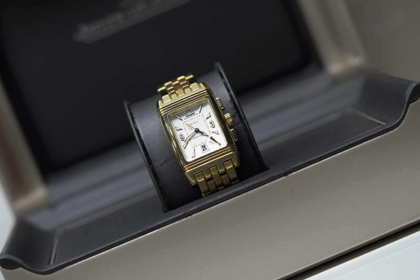 Jaeger Le Coutre Reverso Yellow Gold 26mm Dual White Bracelet Watch Only 290160