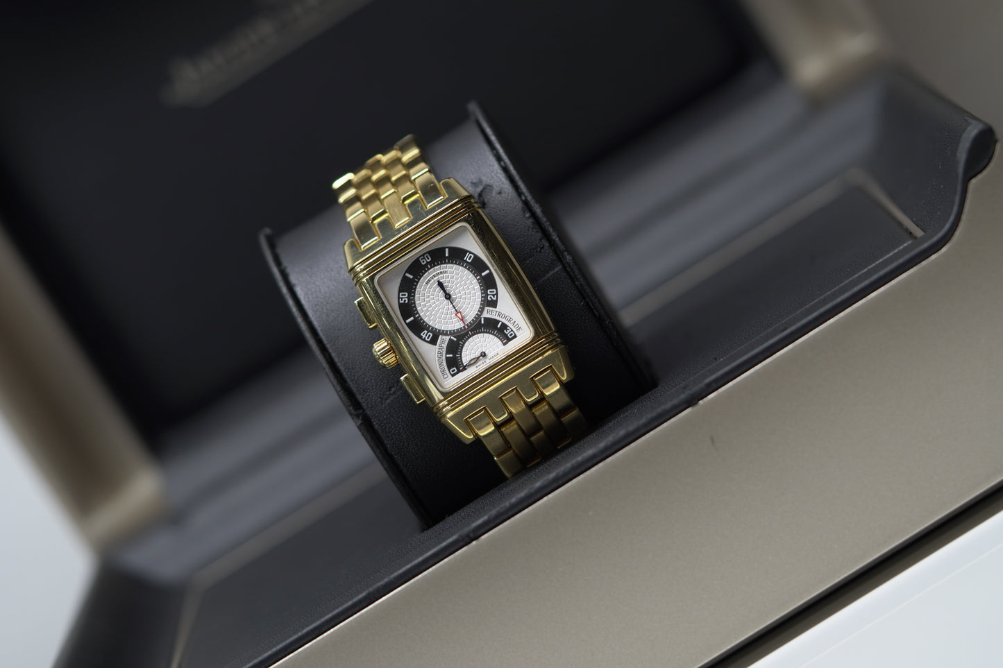 Jaeger Le Coutre Reverso Yellow Gold 26mm Dual White Bracelet Watch Only 290160