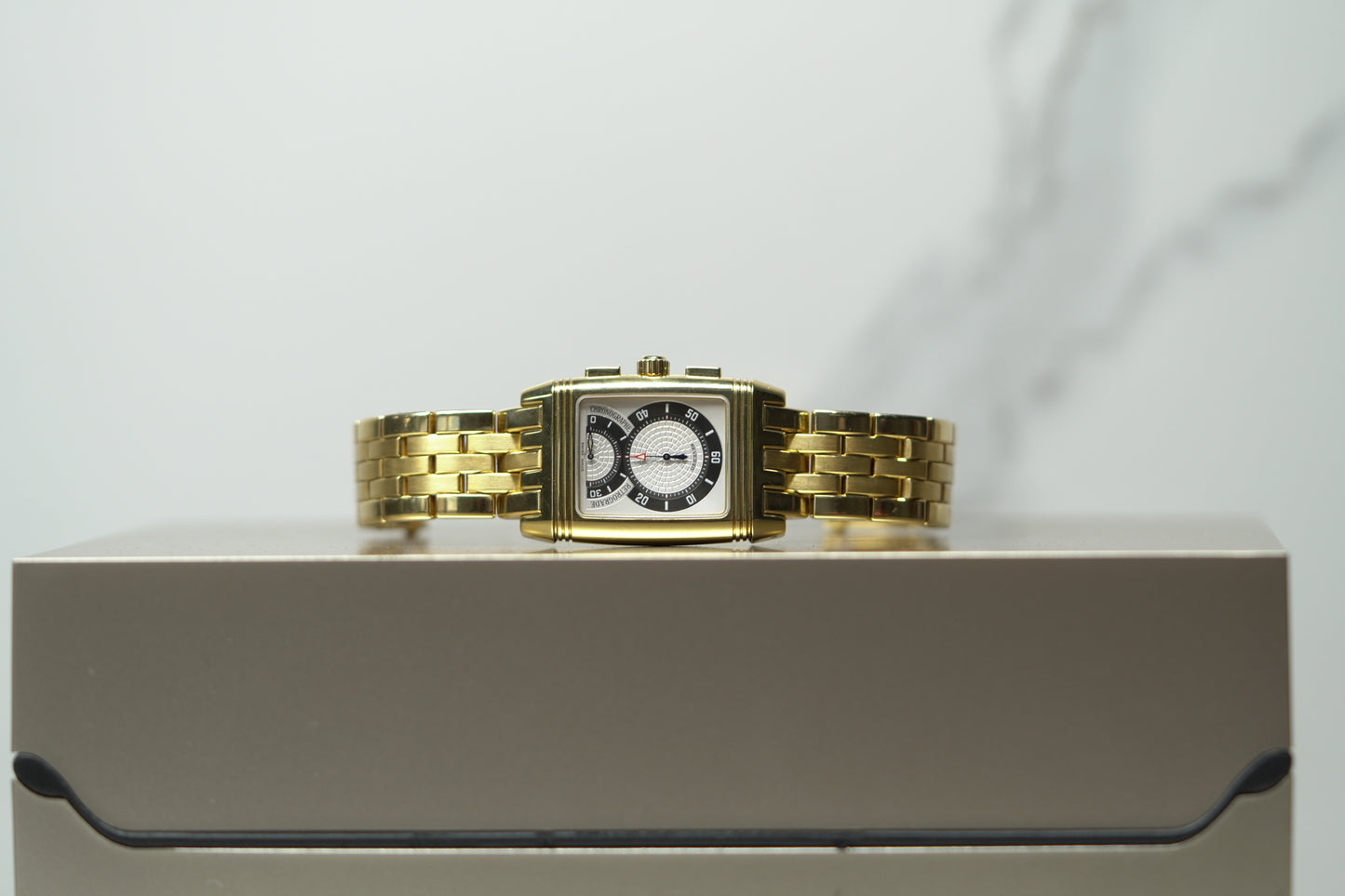 Jaeger Le Coutre Reverso Yellow Gold 26mm Dual White Bracelet Watch Only 290160