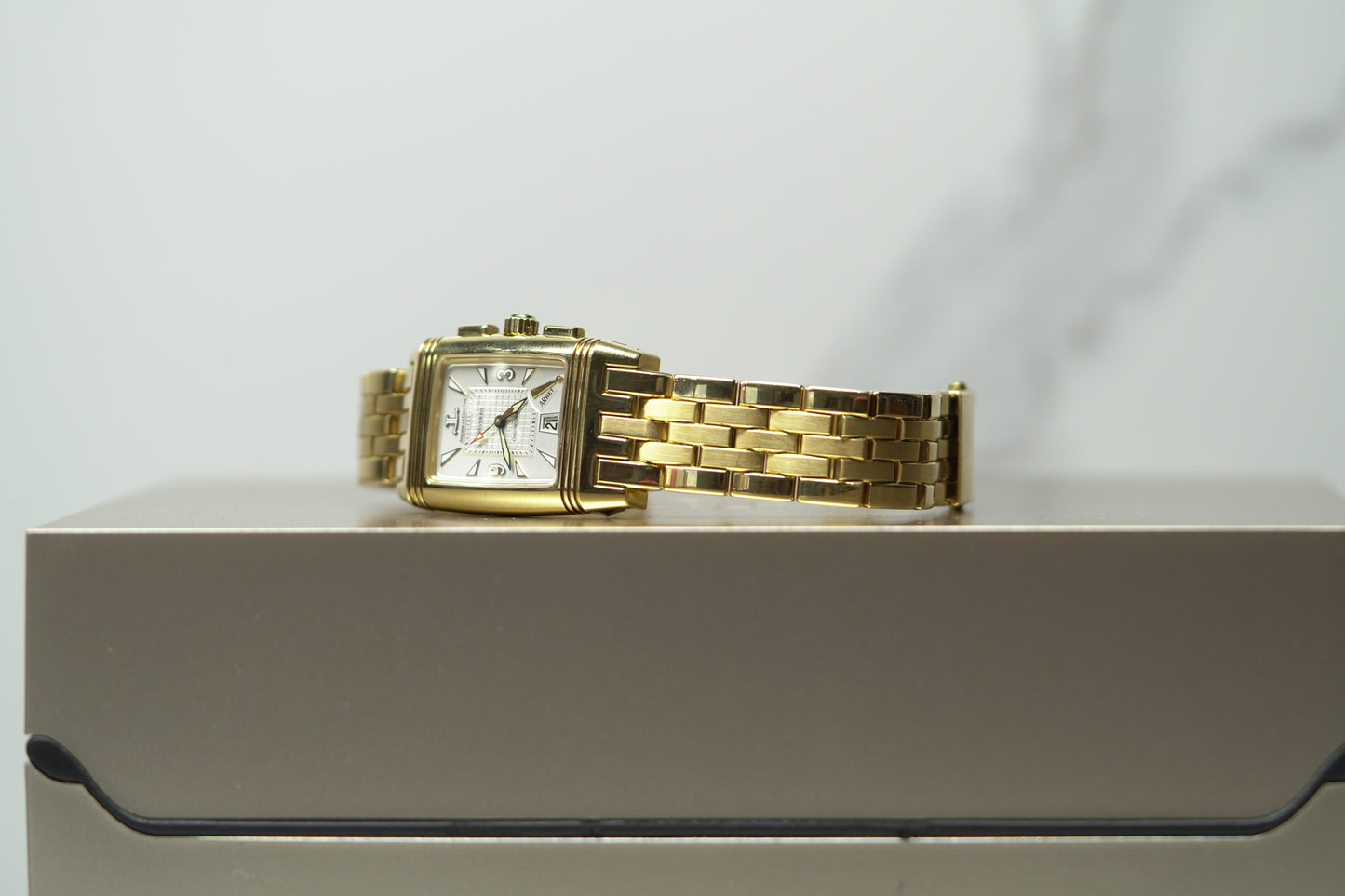 Jaeger Le Coutre Reverso Yellow Gold 26mm Dual White Bracelet Watch Only 290160