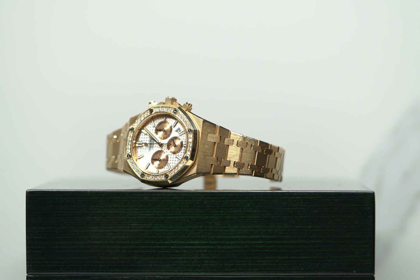 Audemars Piguet Royal Oak Offshore Rose Gold Diamond Bezel 38 White Bracelet Watch Only 26315OR