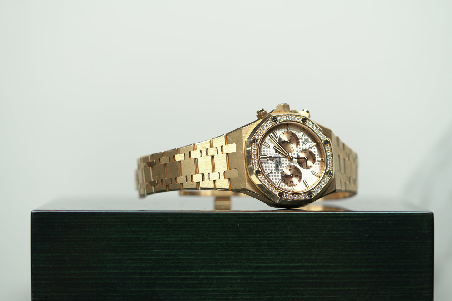 Audemars Piguet Royal Oak Offshore Rose Gold Diamond Bezel 38 White Bracelet Watch Only 26315OR