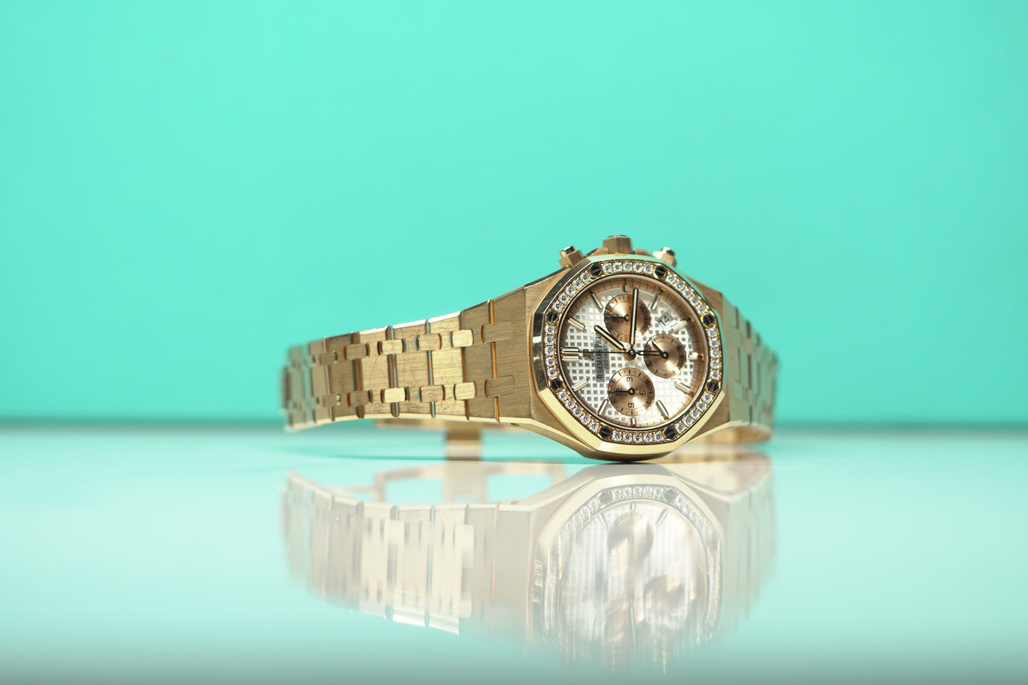 Audemars Piguet Royal Oak Offshore Rose Gold Diamond Bezel 38 White Bracelet Watch Only 26315OR