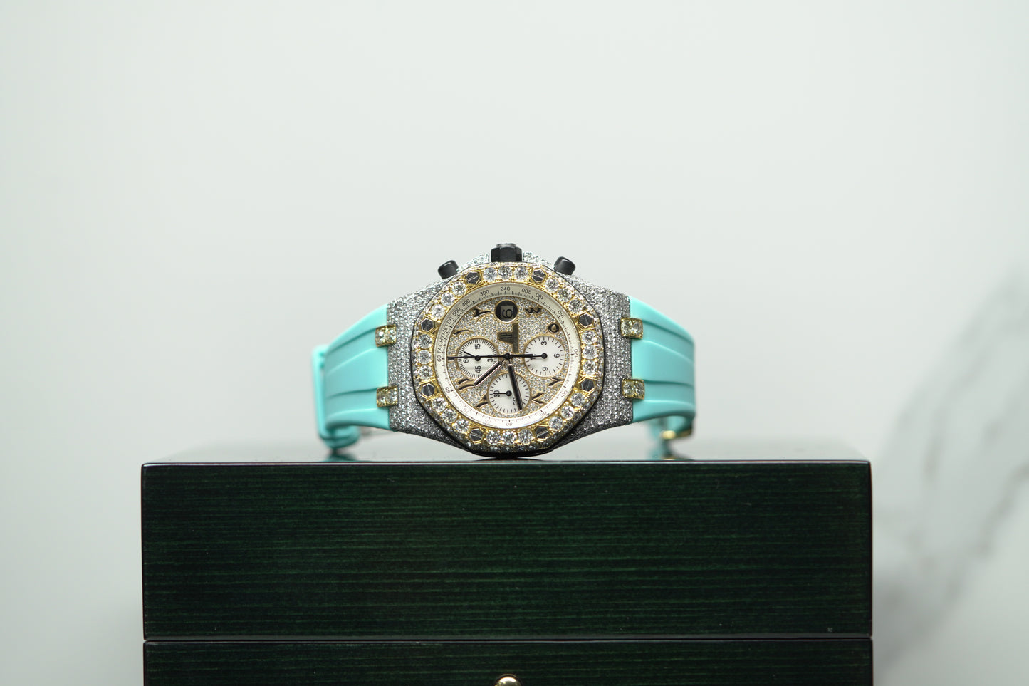 Audemars Piguet Royal Oak Offshore Two Tone Yellow Bustdown 42mm Diamond AM Rubber Watch Only 26020ST