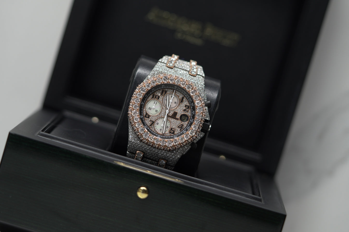 Audemars Piguet Royal Oak Offshore Two Tone Rose Bustdown 42mm Diamond Bracelet Watch Only 26020ST