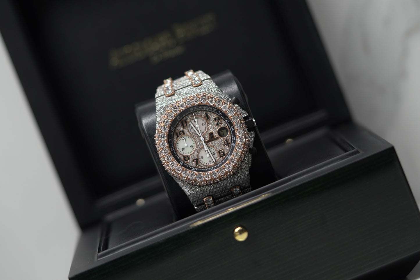 Audemars Piguet Royal Oak Offshore Two Tone Rose Bustdown 42mm Diamond Bracelet Watch Only 26020ST