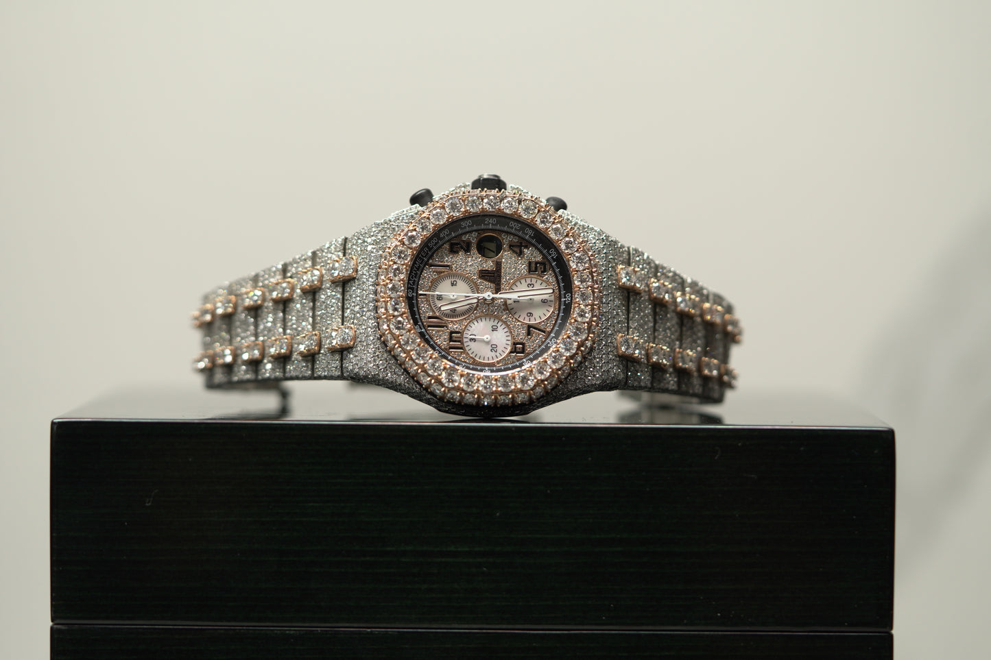 Audemars Piguet Royal Oak Offshore Two Tone Rose Bustdown 42mm Diamond Bracelet Watch Only 26020ST