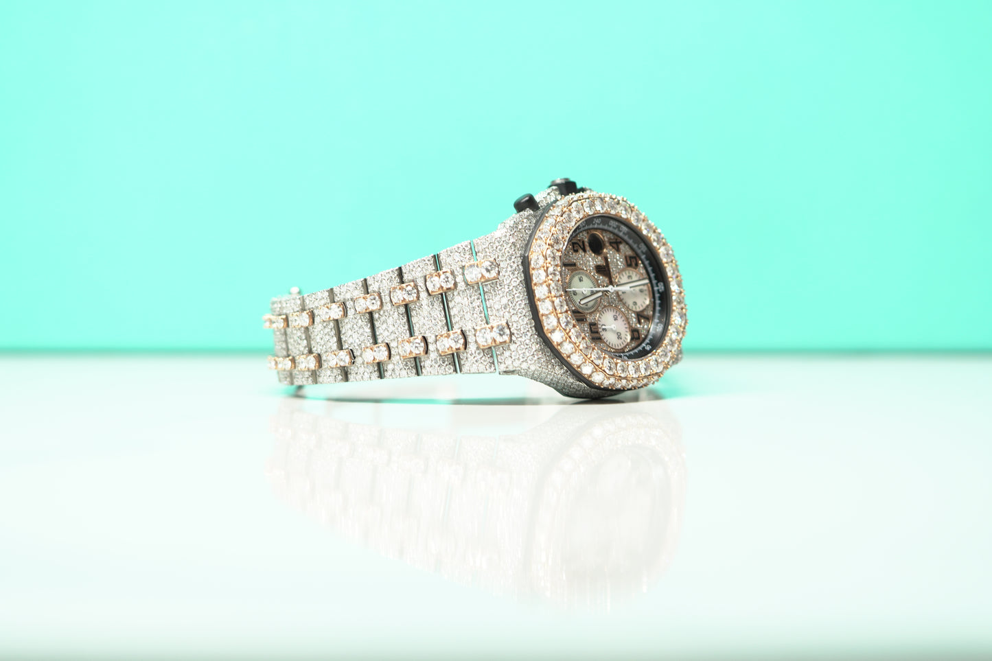 Audemars Piguet Royal Oak Offshore Two Tone Rose Bustdown 42mm Diamond Bracelet Watch Only 26020ST