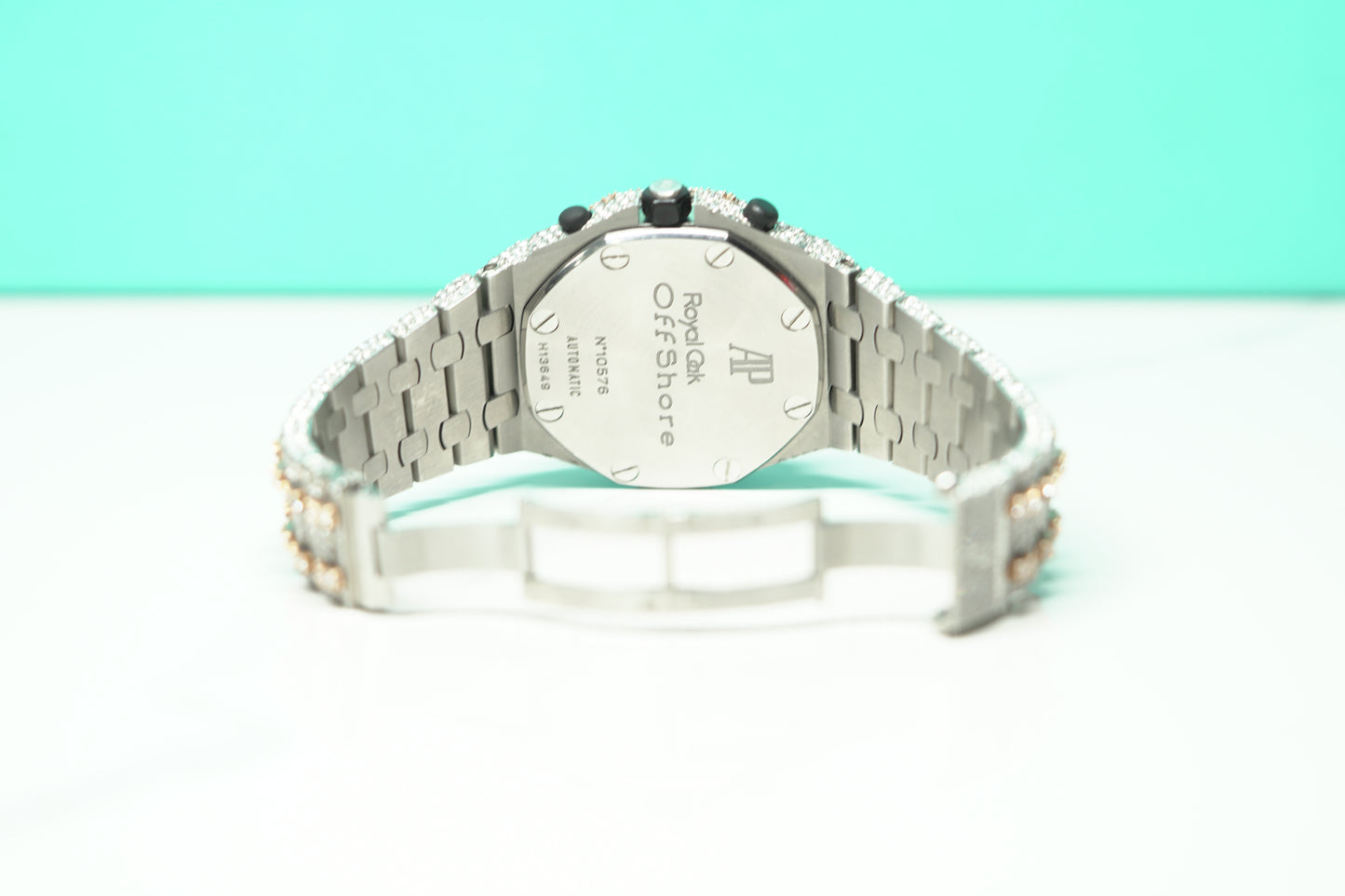 Audemars Piguet Royal Oak Offshore Two Tone Rose Bustdown 42mm Diamond Bracelet Watch Only 26020ST