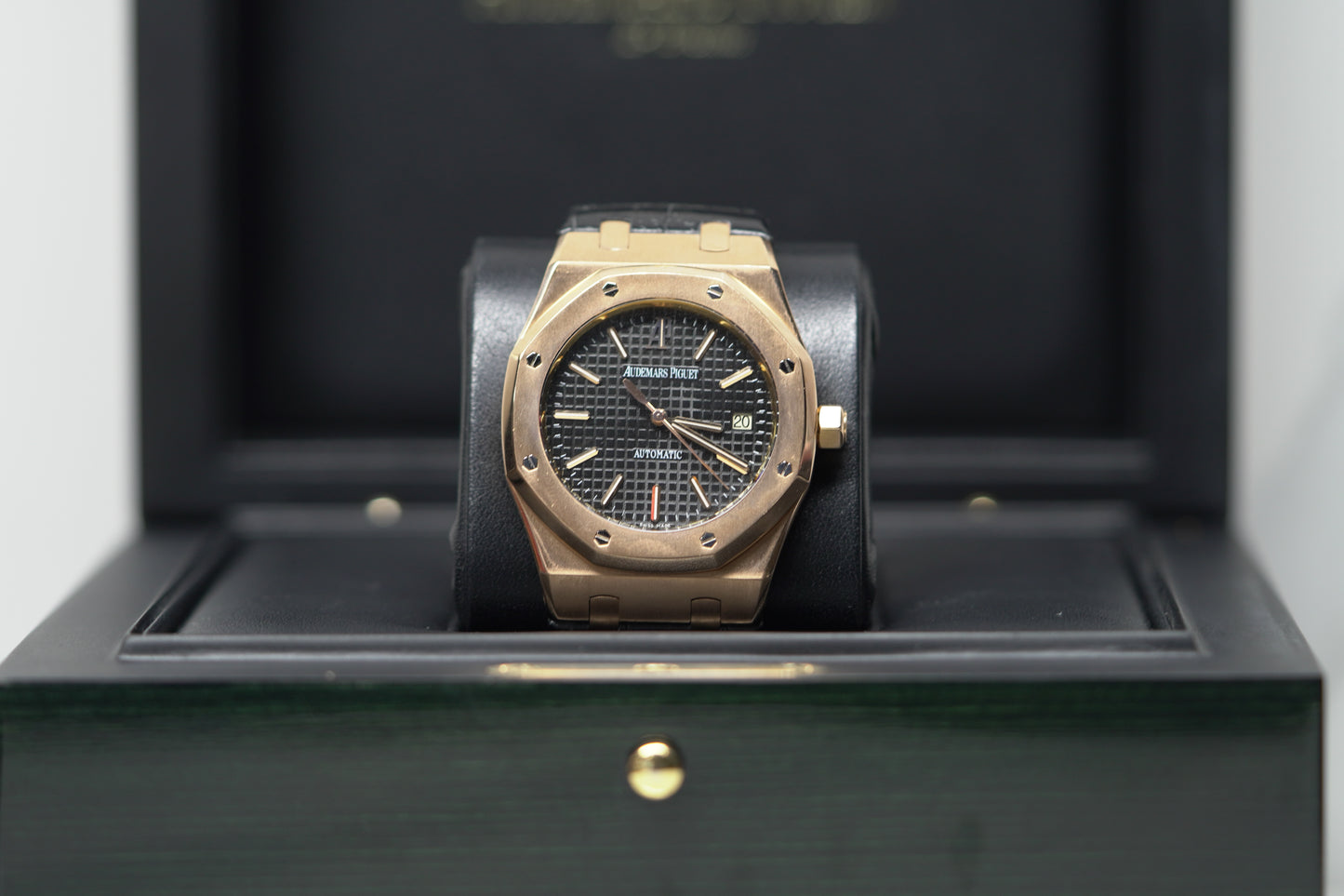 Audemars Piguet Royal Oak Rose Gold 39mm Leather Watch Only 15300OR