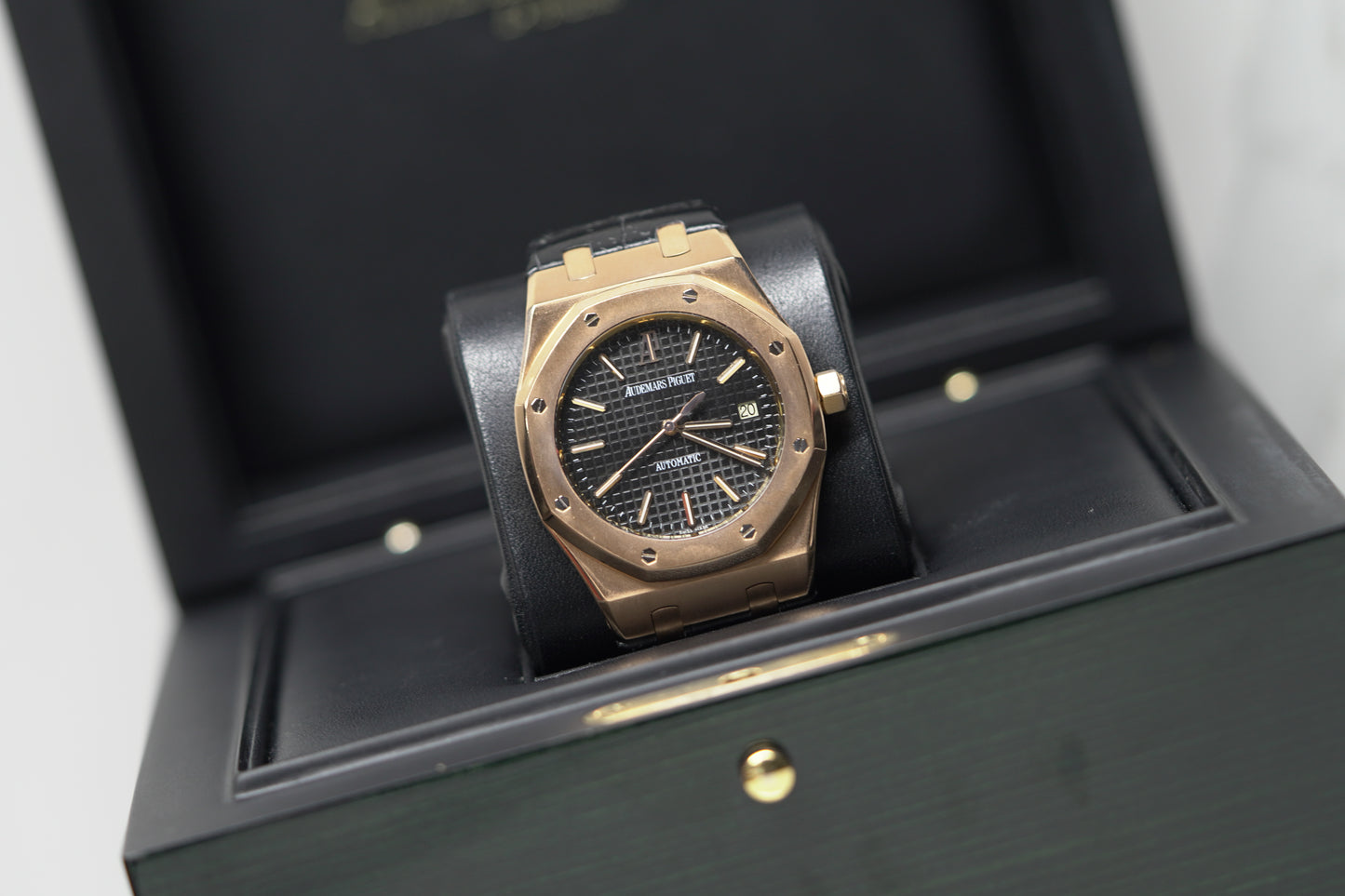 Audemars Piguet Royal Oak Rose Gold 39mm Leather Watch Only 15300OR