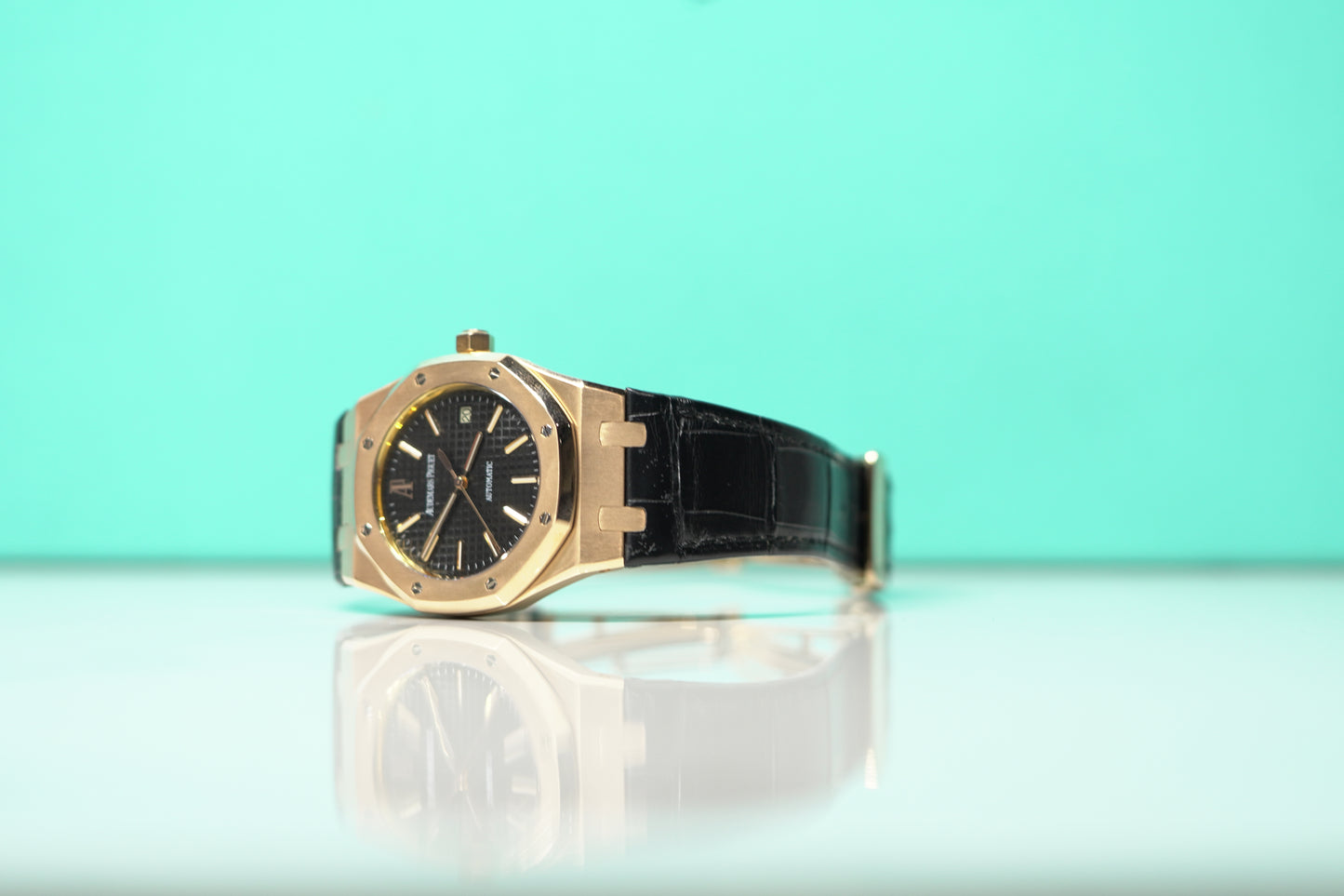 Audemars Piguet Royal Oak Rose Gold 39mm Leather Watch Only 15300OR