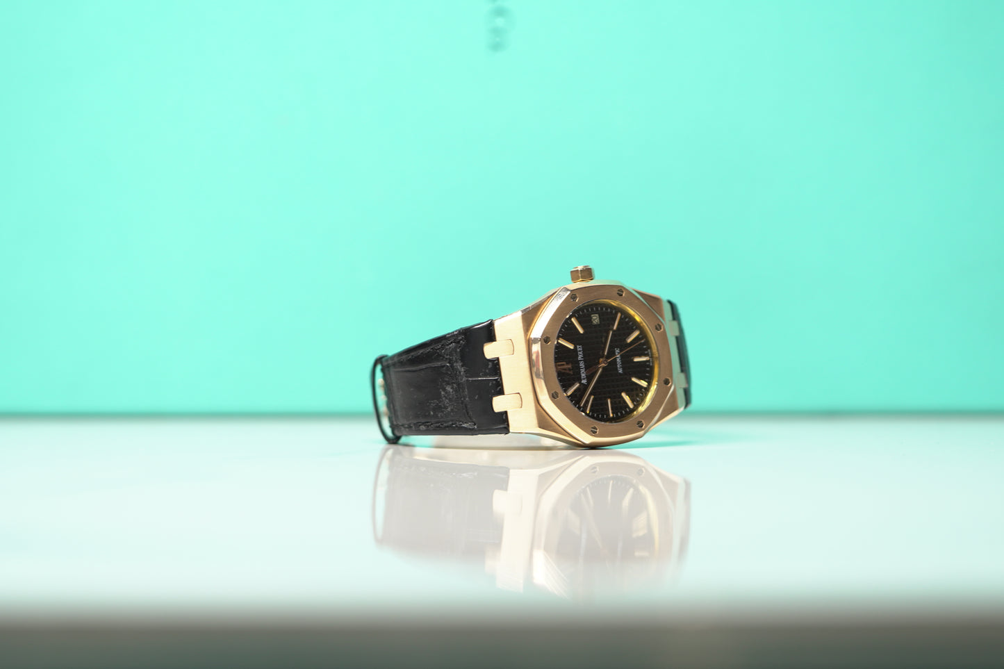 Audemars Piguet Royal Oak Rose Gold 39mm Leather Watch Only 15300OR