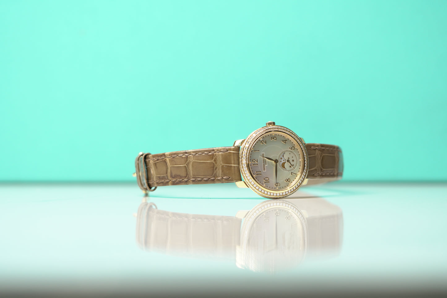 Patek Philippe Ladies Complications Moonphase Rose Gold Diamond Bezel 33mm Mother of Pearl Watch Only UNK 4968R-001
