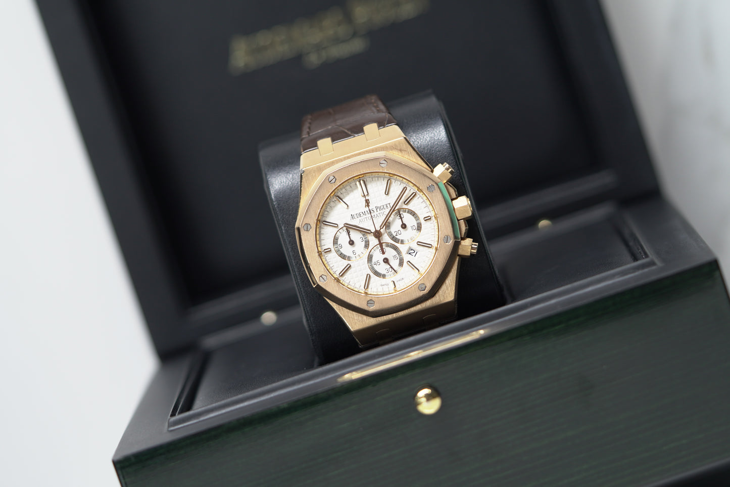 Audemars Piguet Royal Oak Chronograph Rose Gold 41mm Leather Watch Only UNK 26320OR