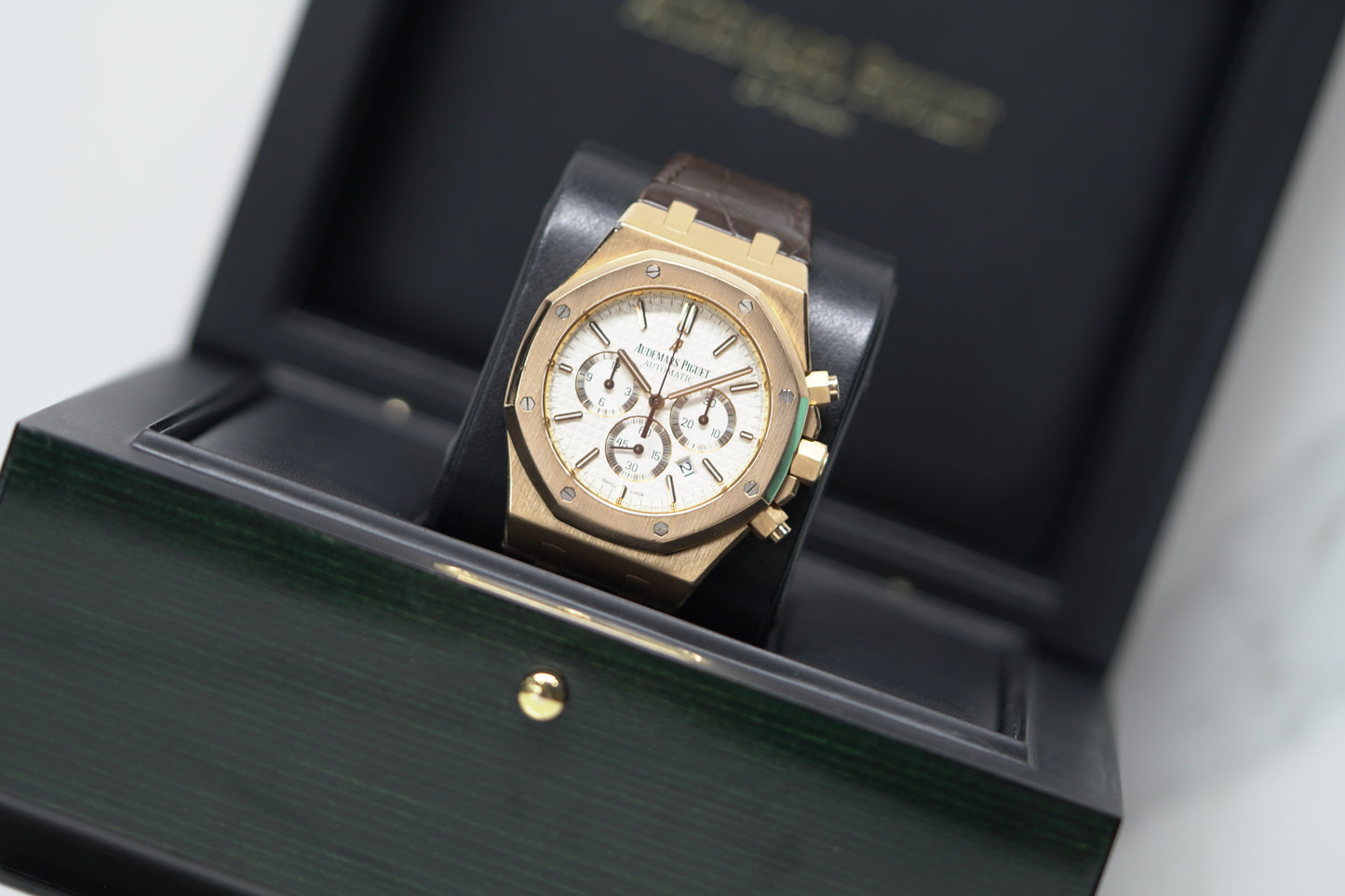 Audemars Piguet Royal Oak Chronograph Rose Gold 41mm Leather Watch Only UNK 26320OR