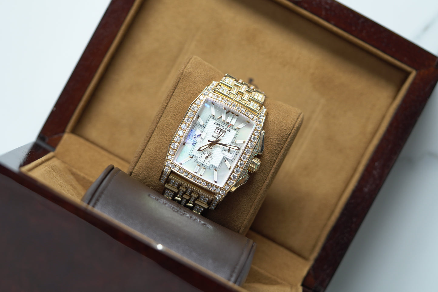 Breitling Flying Bee Rose Gold Factory 38mm Mother of Pearl Bracelet Watch Only R44365