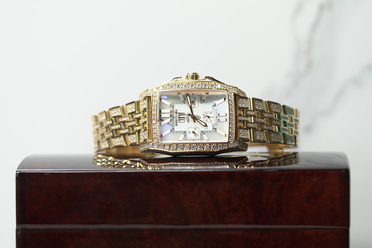 Breitling Flying Bee Rose Gold Factory 38mm Mother of Pearl Bracelet Watch Only R44365