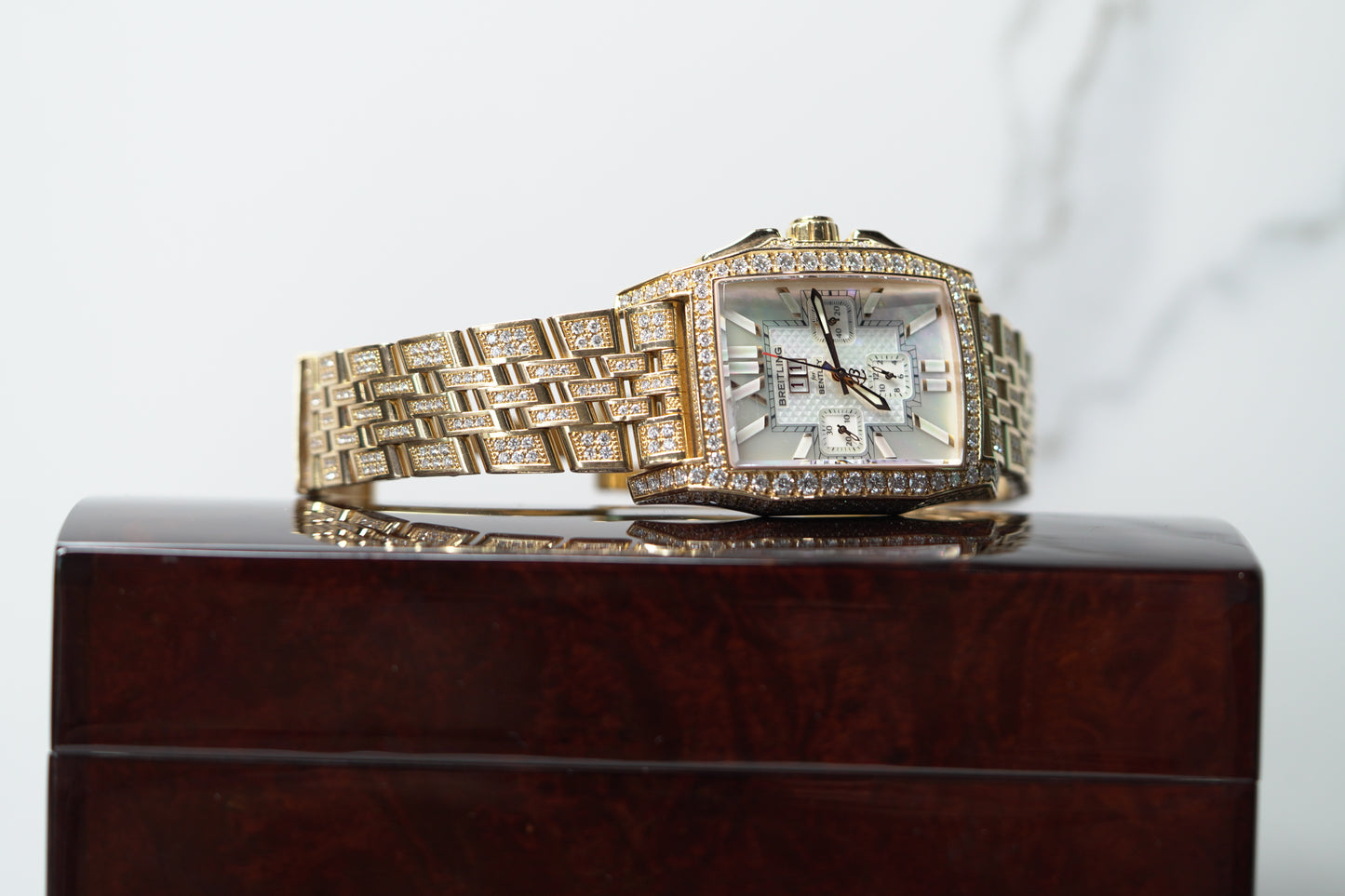 Breitling Flying Bee Rose Gold Factory 38mm Mother of Pearl Bracelet Watch Only R44365