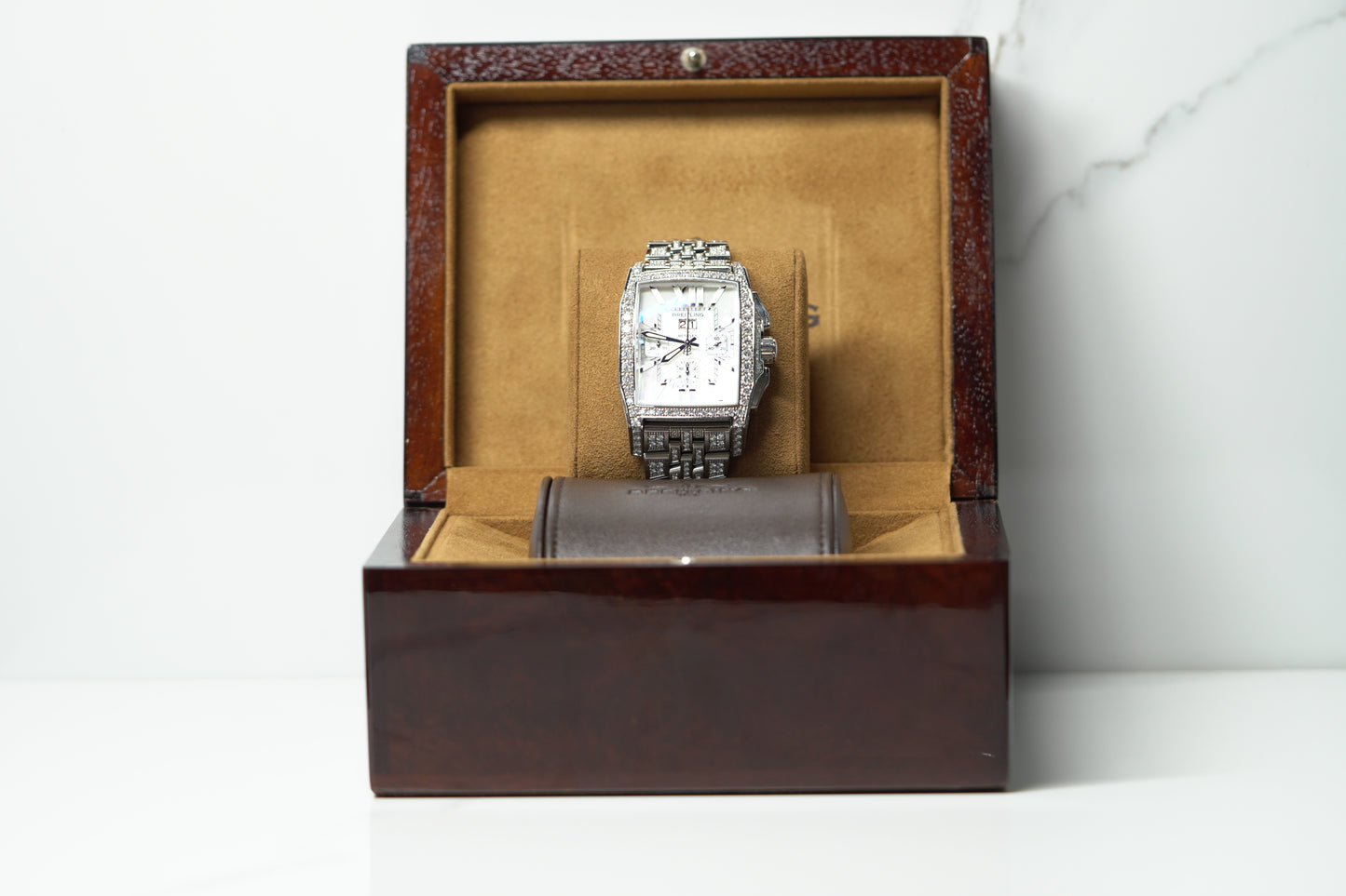 Breitling Flying Bee White Gold Factory 38mm Mother Of Pearl Bracelet Watch Only J44365