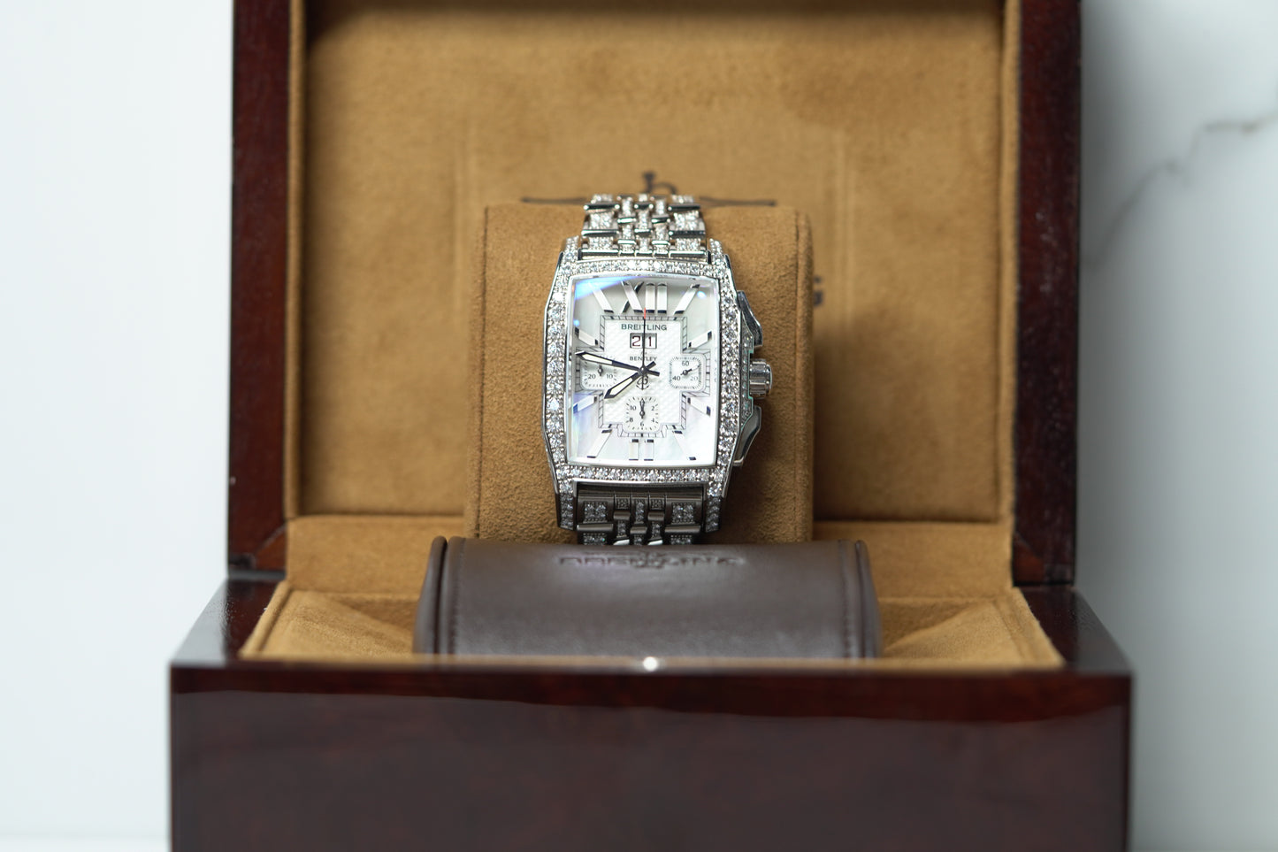 Breitling Flying Bee White Gold Factory 38mm Mother Of Pearl Bracelet Watch Only J44365