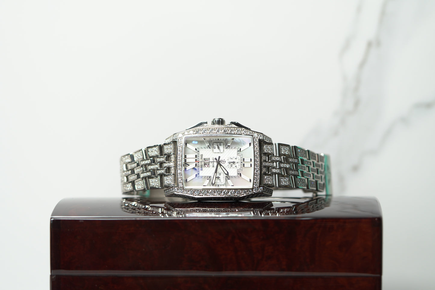 Breitling Flying Bee White Gold Factory 38mm Mother Of Pearl Bracelet Watch Only J44365