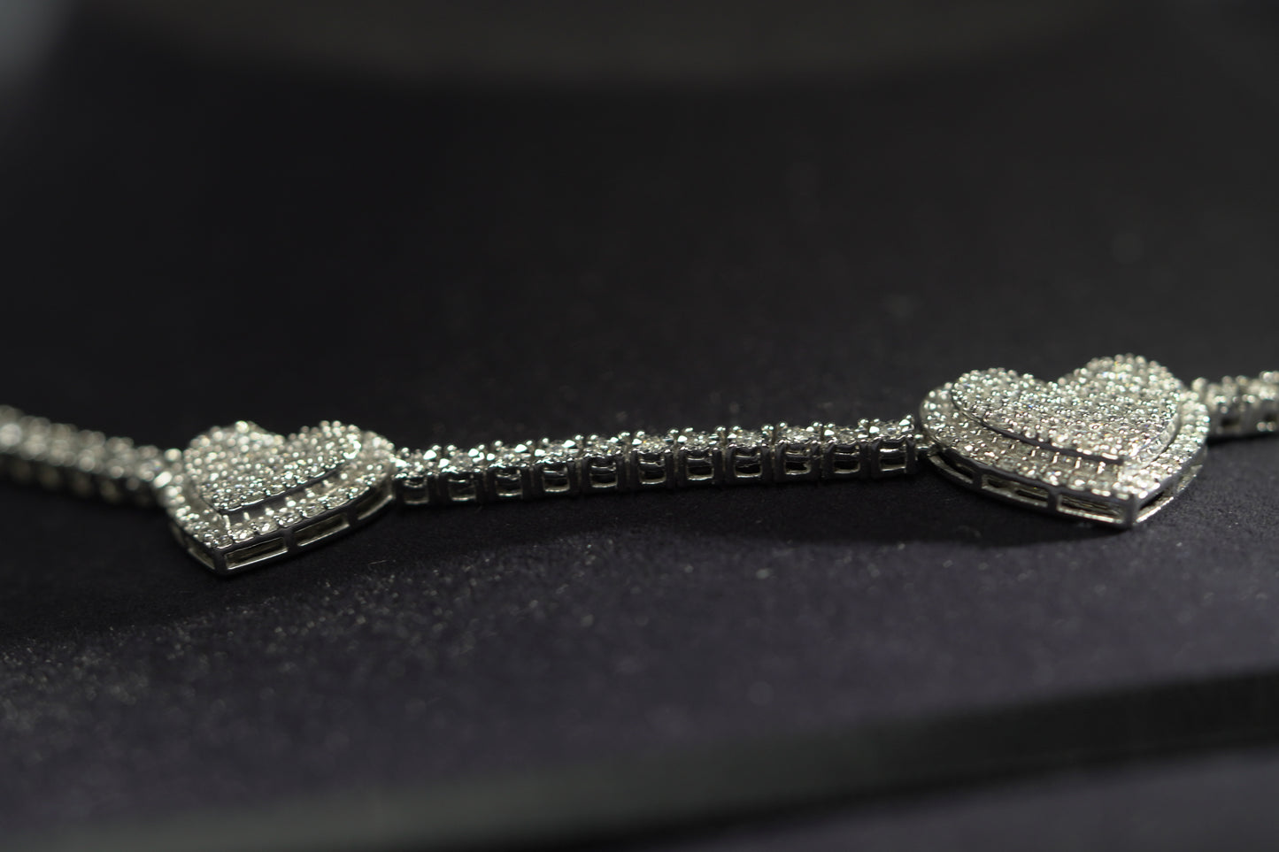 10KT 3.75CT DIAMOND 3 HEART NECKLACE WG